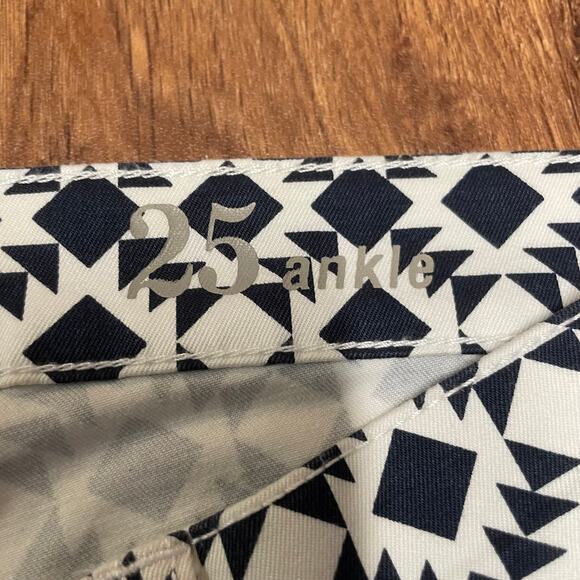 J.Crew Womens Toothpick Ankle Pant Size 25 Geometric Aztec Print Navy Blue White - Picture 5 of 10